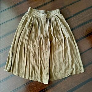 Green button down midi skirt